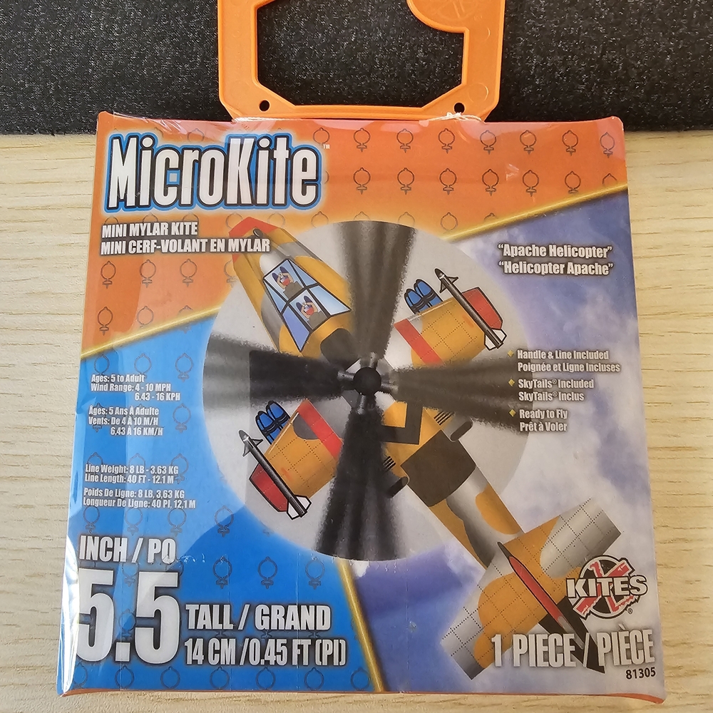 Apache Helicopter Mini Mylar MicroKite - Orange and Black